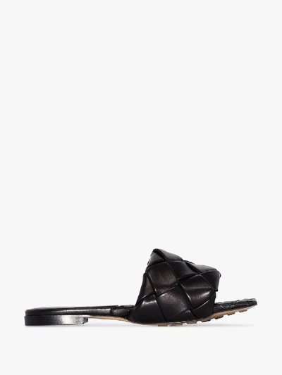 Shop Bottega Veneta Black Lido Leather Sandals