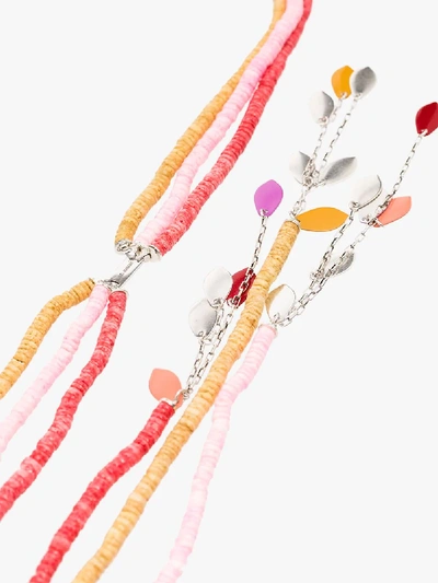 Shop Isabel Marant Pink Beaded Petal Charm Necklace