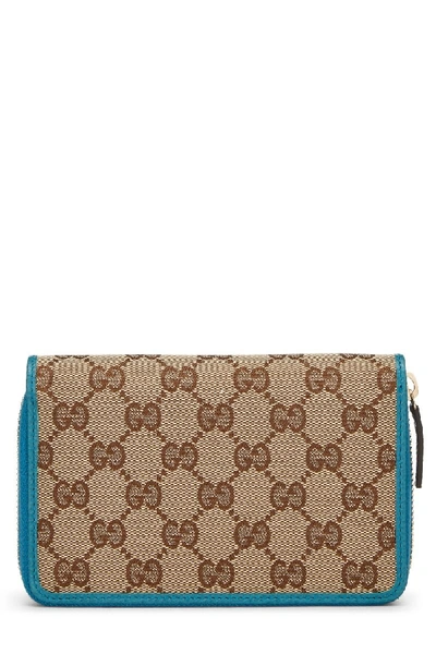 Pre-owned Gucci Blue Original Gg Canvas Zip Wallet