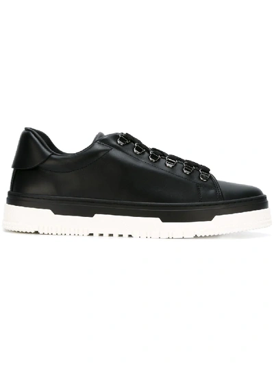 Shop Valentino Lace-up Sneakers In Black