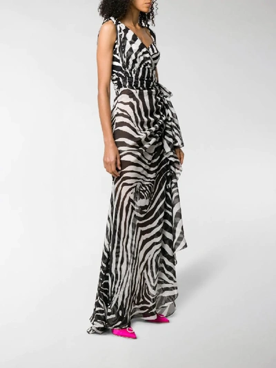 Shop Dolce & Gabbana Zebra-print Asymmetric Dress In Black