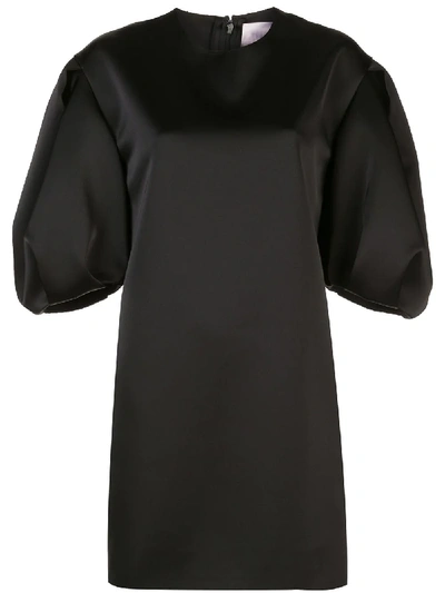 Shop Carolina Herrera Puff Sleeves Shift Dress In Black