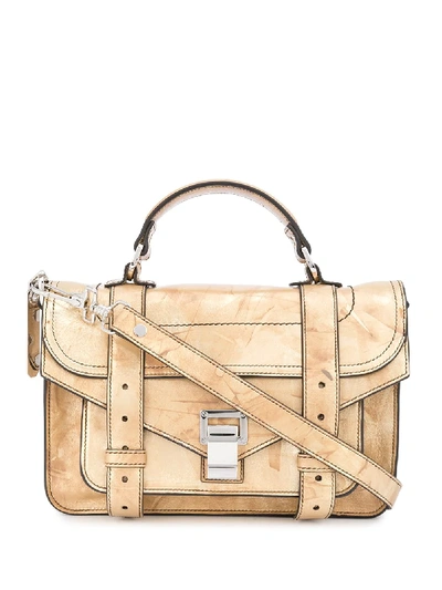 Shop Proenza Schouler Tiny Ps1 Satchel In Spatolato Gold