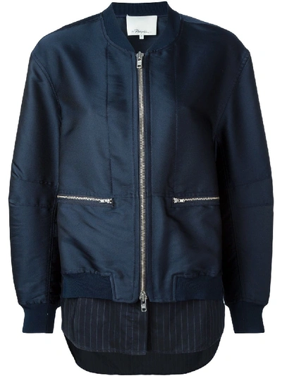 3.1 Phillip Lim Wool-blend Bomber Jacket In Blue