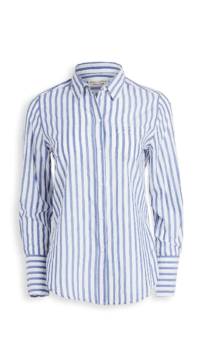 Shop Nili Lotan Nl Shirt In Blue/white Stripe