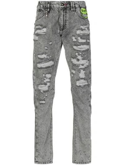 Shop Philipp Plein Milano Cut Jeans In Grey