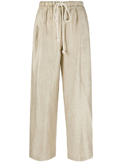 Shop Incotex Wide Leg Cropped Trousers In Neutrals