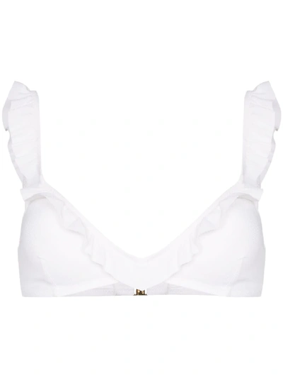Melissa Odabash New York Ruffle-trimmed Ribbed Bikini Top In White