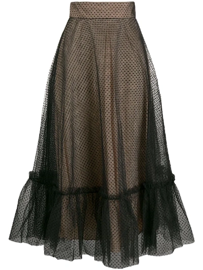 Shop Zimmermann Polka-dot Flared Midi Skirt In Black