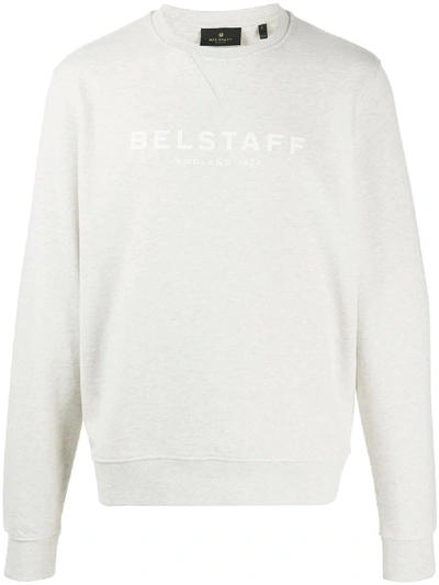 Shop Belstaff Crew Neck Printed Logo Sweater In Neutrals