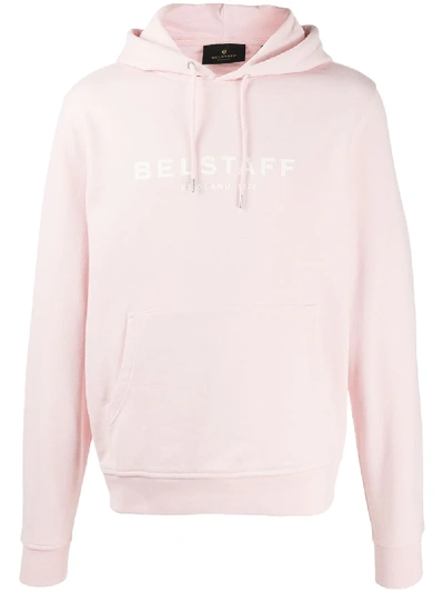 Shop Belstaff Long Sleeve Logo Print Hoodie In Pink