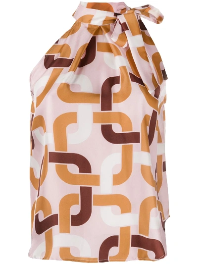 Shop Altea Geometric-print Silk Blouse In Pink