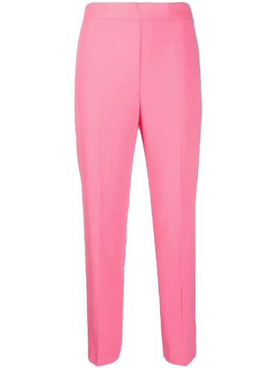 Shop Pinko Cropped Straight Leg Trousers In Pink