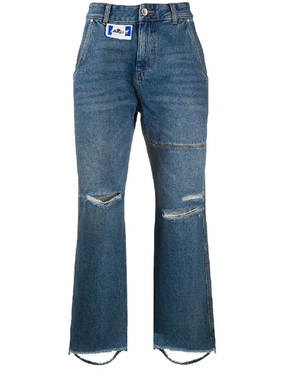 Shop Ader Error Gerade Distressed-jeans In Blue