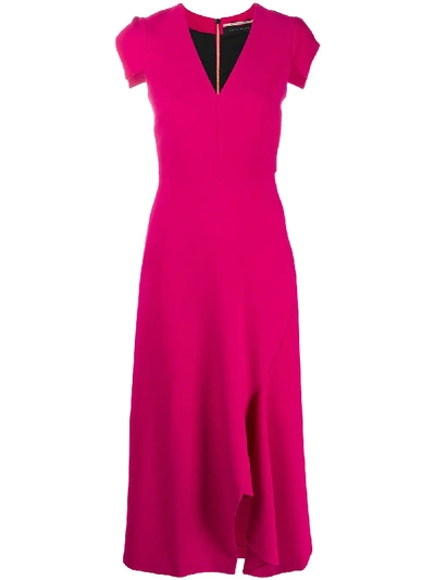 Shop Roland Mouret Short Sleeve Midi Dress In Pink