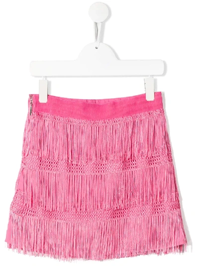 Shop Alberta Ferretti Fringe Detail Skirt In Pink
