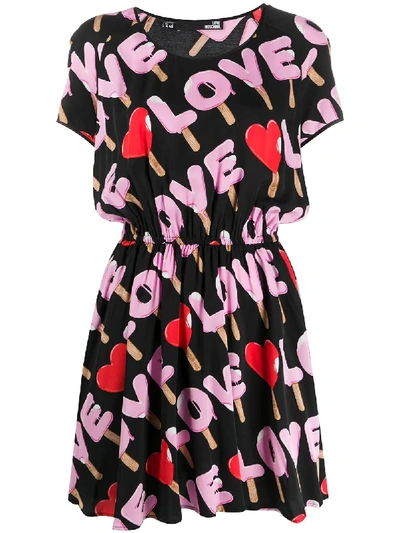 Shop Love Moschino Love Flared T-shirt Dress In Black