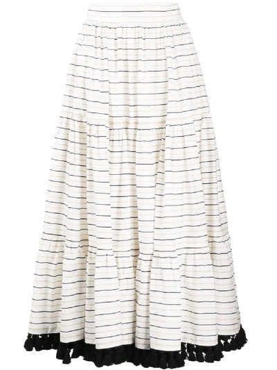 Shop Gianluca Capannolo Striped Flared Midi Skirt In White