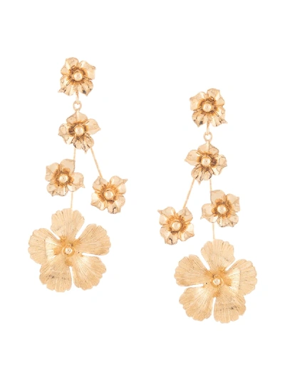 Shop Jennifer Behr Nico Small Floral-drop Earrings In Gold