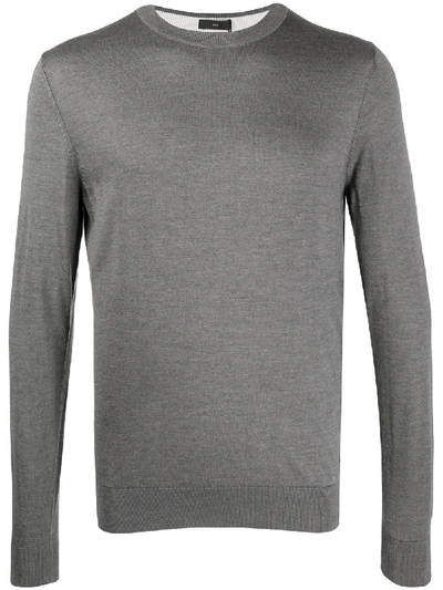 Shop Hugo Boss Silk Long-sleeve Jumper In Grey