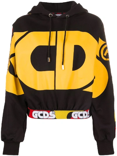 Shop Gcds Logo Print Hoodie In Black