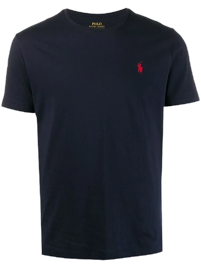 Shop Ralph Lauren Slim Fit Logo T-shirt In Blue