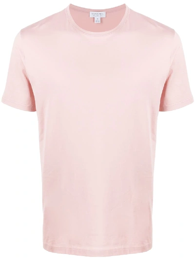 Shop Sunspel Round Neck T-shirt In Pink