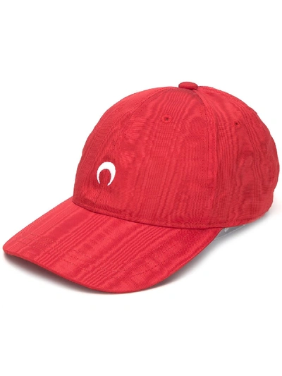 Shop Marine Serre Embroidered Logo Baseball Cap In Red