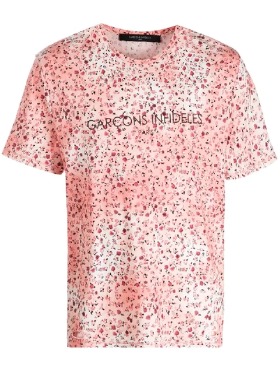 Shop Garcons Infideles Floral Print T-shirt In Pink