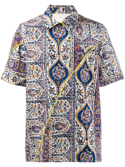 Shop Paria Farzaneh Iranian Print Zipped Shirt In Blue