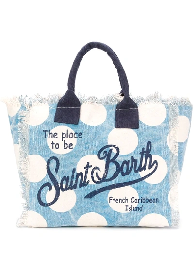 Shop Mc2 Saint Barth Vanity Polka Dot Tote In Blue