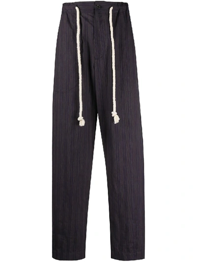 Shop Ann Demeulemeester Striped Tie-waist Trousers In Blue