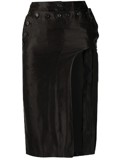 Shop Ann Demeulemeester Cut-out Fitted Skirt In Black