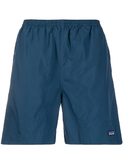 Shop Patagonia Logo-patch Swim Shorts In Blue