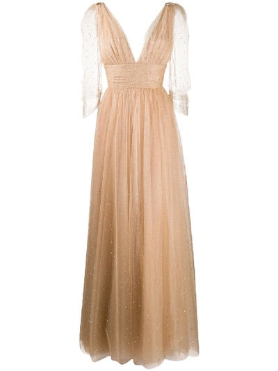 Shop Maria Lucia Hohan Leila Crystal-embellished Tulle Gown In Neutrals