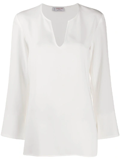 Shop Alberto Biani V-neck Loose-fit Blouse In White