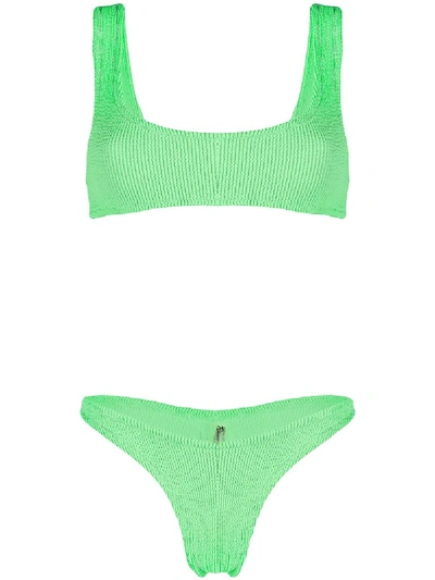 Shop Reina Olga Ginny Scrunch-effect Bikini Set In Green