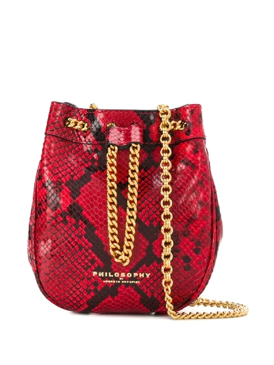 Shop Philosophy Di Lorenzo Serafini Snakeskin Print Cross-body Bag In Red