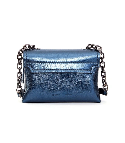 Shop Off-white Laminate Small Metallic Bag In Anthracite Blue