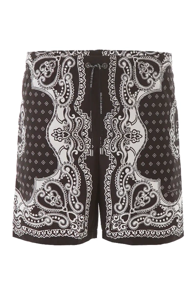 Shop Dolce & Gabbana Bandana Print Swim Trunks In Black,white