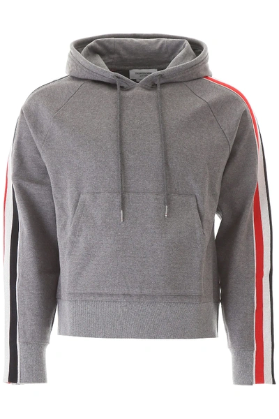 Shop Thom Browne Rwb Striped Hoodie In Grey