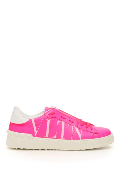 Shop Valentino Vltn Fluo Open Sneakers In Fuchsia/pink/white