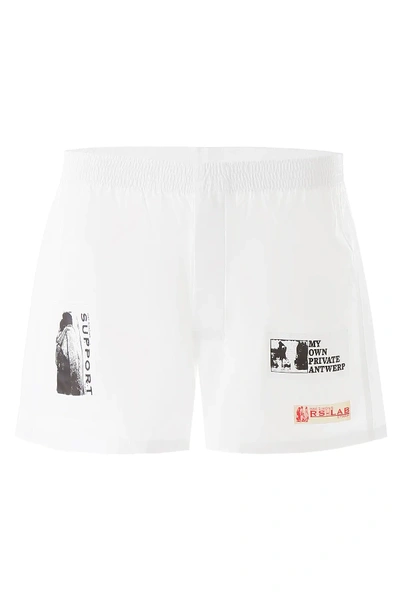 Shop Raf Simons Shorts With Patches In White