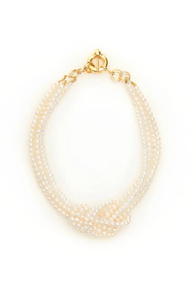 Shop Timeless Pearly Knot Pearl Necklace In White,gold