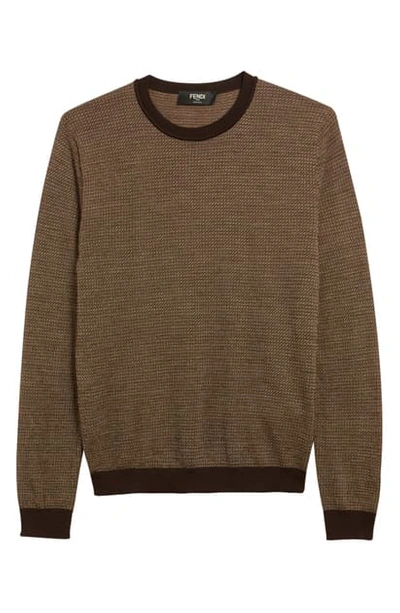 Shop Fendi Micro Ff Logo Wool Sweater In Moka/ Wood