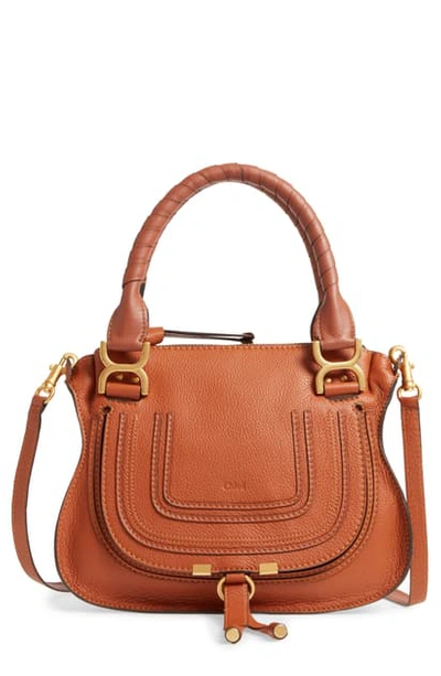 Shop Chloé Marcie Small Double Carry Bag In Tan