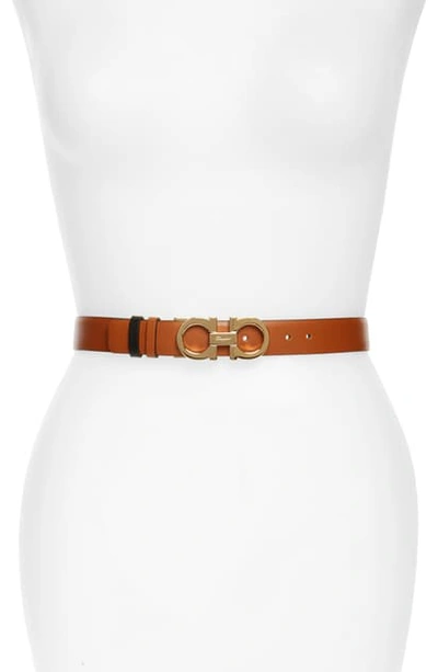 Shop Ferragamo Ceylon Reversible Leather Belt In Sella Nero