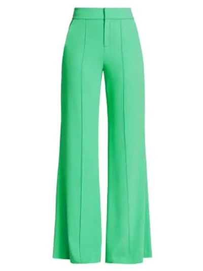 Shop Alice And Olivia Dyan High-waist Wide-leg Trousers In Jade