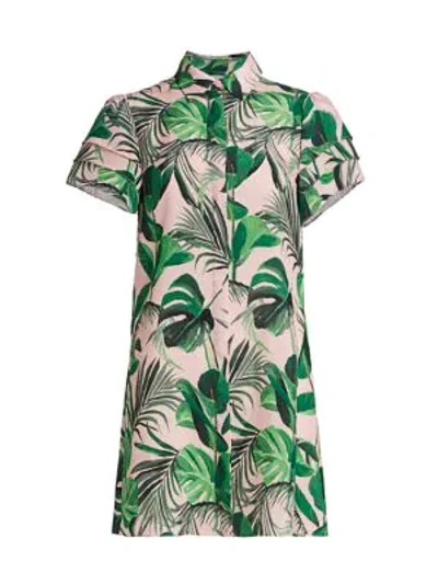 Shop Alice And Olivia Jem Palm Ruffle-sleeve Shirtdress