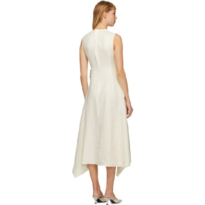 Shop Jw Anderson Off-white Linen Diamante Cut-out Dress In 002 Off Whi